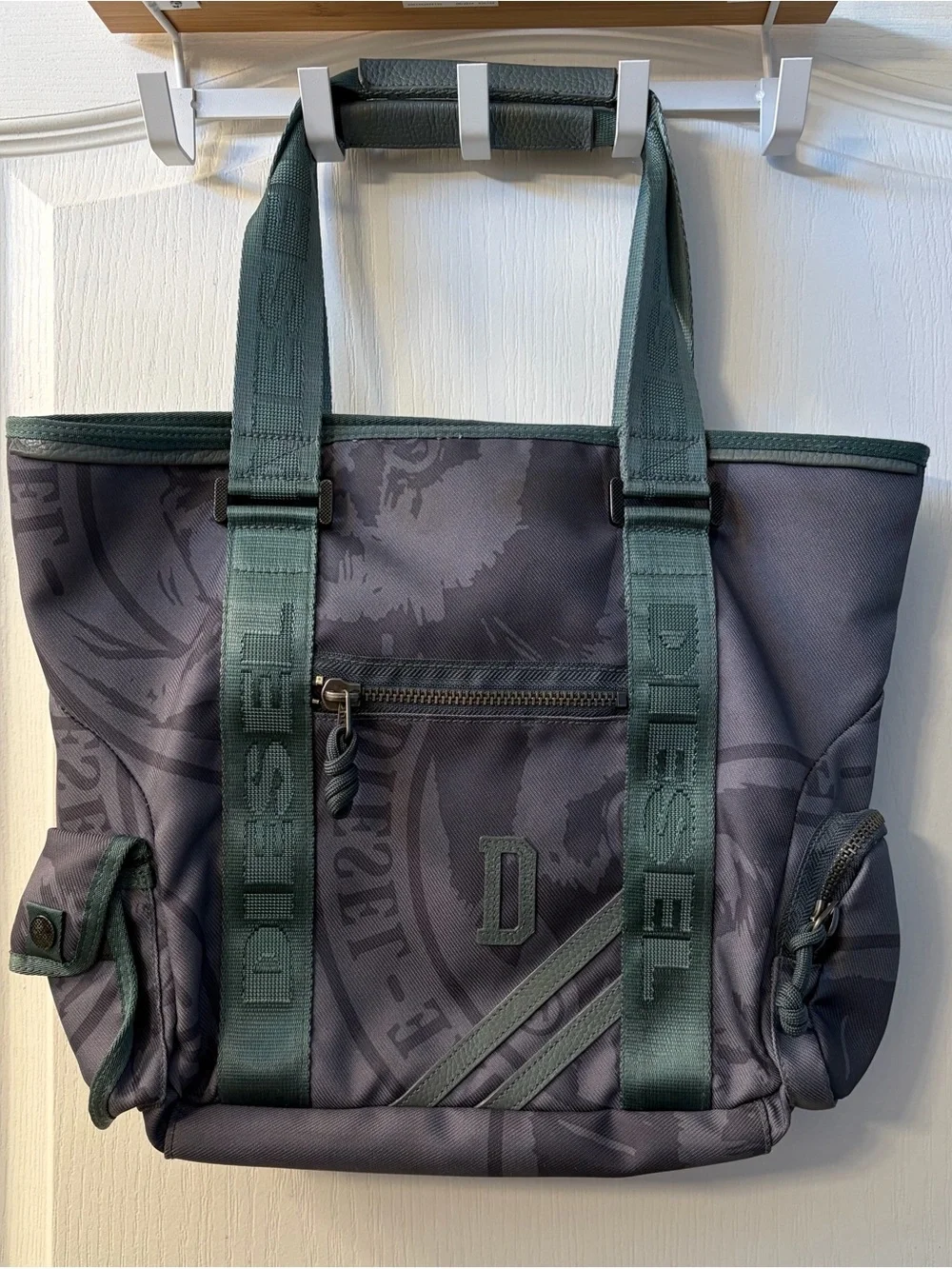 Vintage Y2K Diesel Utility Canvas Tote Green Cargo Shoulder Bag